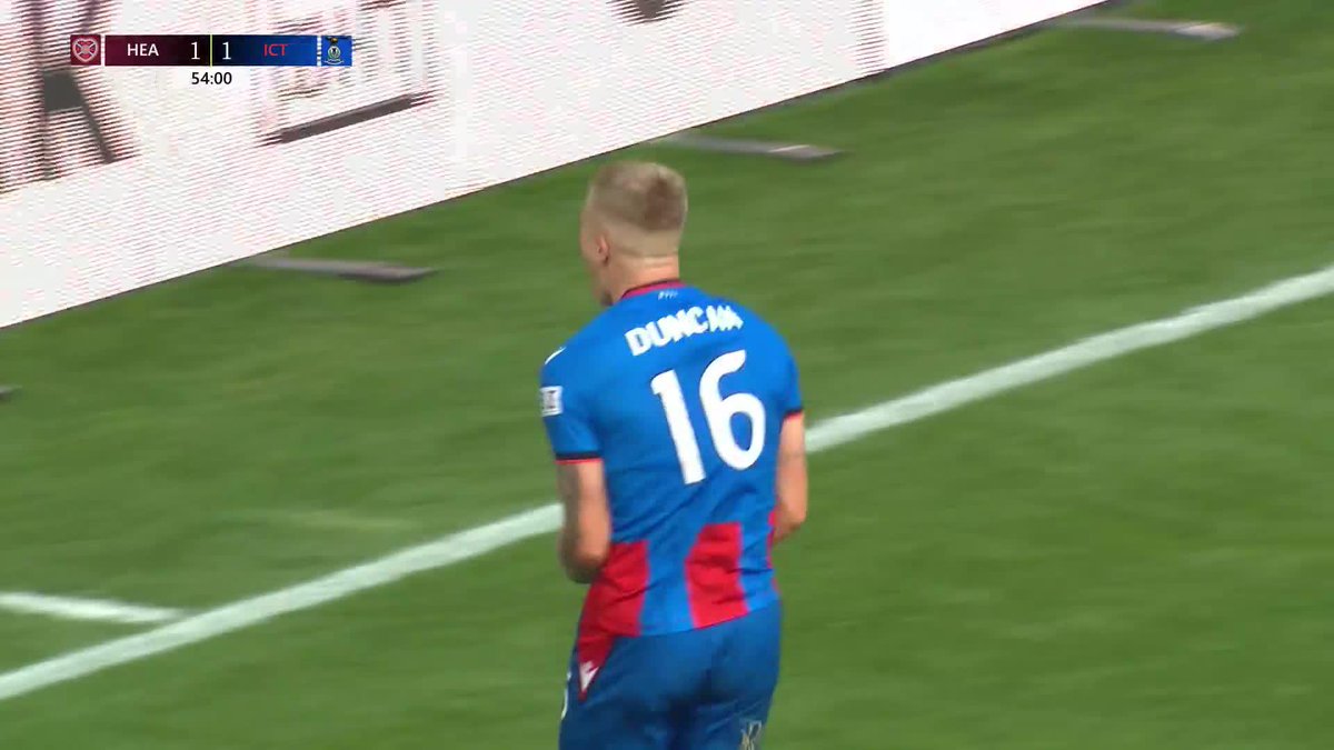 It's all square in Tynecastle! 🤯 Ryan Duncan with a perfect first touch and finish to level it for Inverness Caledonian Thistle FC 🔴🔵 #PremierSportsCup