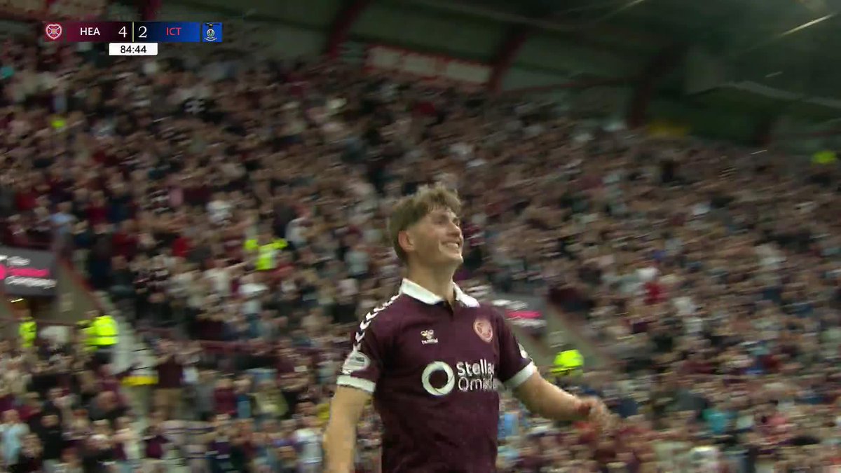 James Wilson surely seals Heart of Midlothian FC' place in the #PremierSportsCup quarter-finals 💜 The teenager heads in to make it 4-2 against Inverness 👊