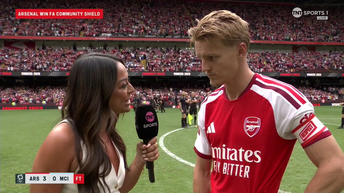 "We showed our level and that we're ready. We're serious, we want to do it again." Arsenal and Martin Ødegaard send a message to the rest of the Premier League 🏆 🎙️ Jules Breach | 📺 Watch live on TNT Sports &amp; HBO Max