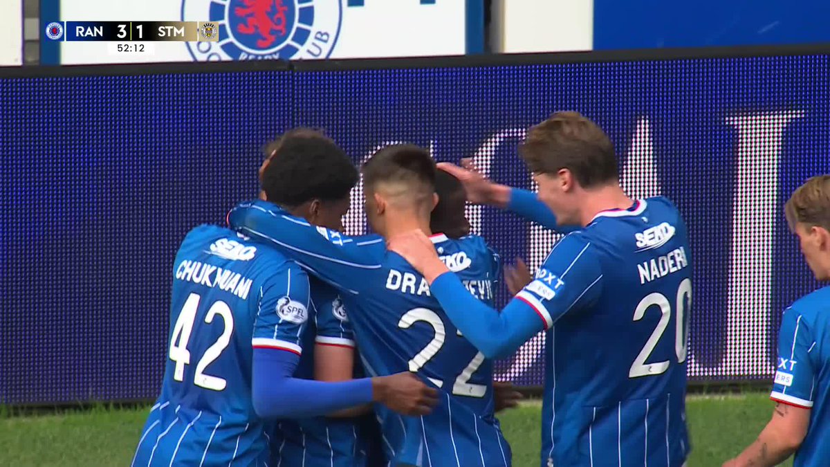 Brilliant by James Penrice on debut 👏 The new signing assists Djeidi Gassama to make it 3-1 to Rangers Football Club 🔵 #PremierSportsCup