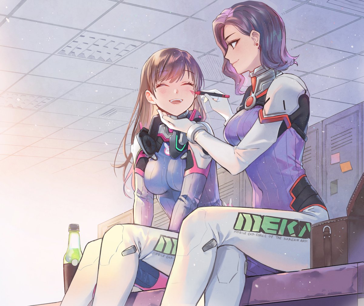 Hidden DVa "Graffiti" inside the D.Mon MEKA 🐰💕 Inside the #Overwatch Demon MEKA “Beast” is a drawing of rabbit graffiti. It seems DVa probably drew it for D.Mon😉언니 좋아!