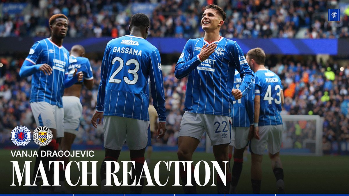 💭 “I am really happy because of the win and because I scored to help the team.” 🎙️ Vanja Dragojevic spoke to RangersTV after scoring his first Rangers goal in our Premier Sports victory over St Mirren at Ibrox.