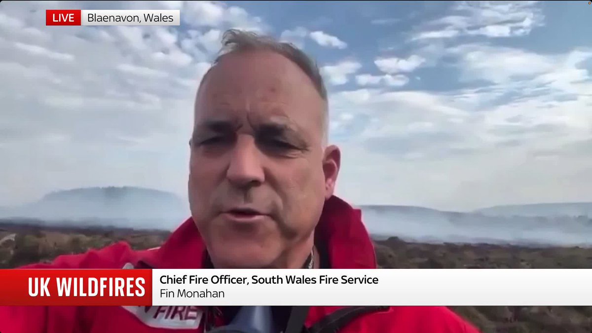 Fin Monahan of the South Wales Fire Service talks @JonathanSamuels through some of the techniques being used to tackle the 14 wildfires that he says are currently burning in the area. Wildfires latest: 📺 Sky 501, Virgin 602, Freeview 233 and YouTube