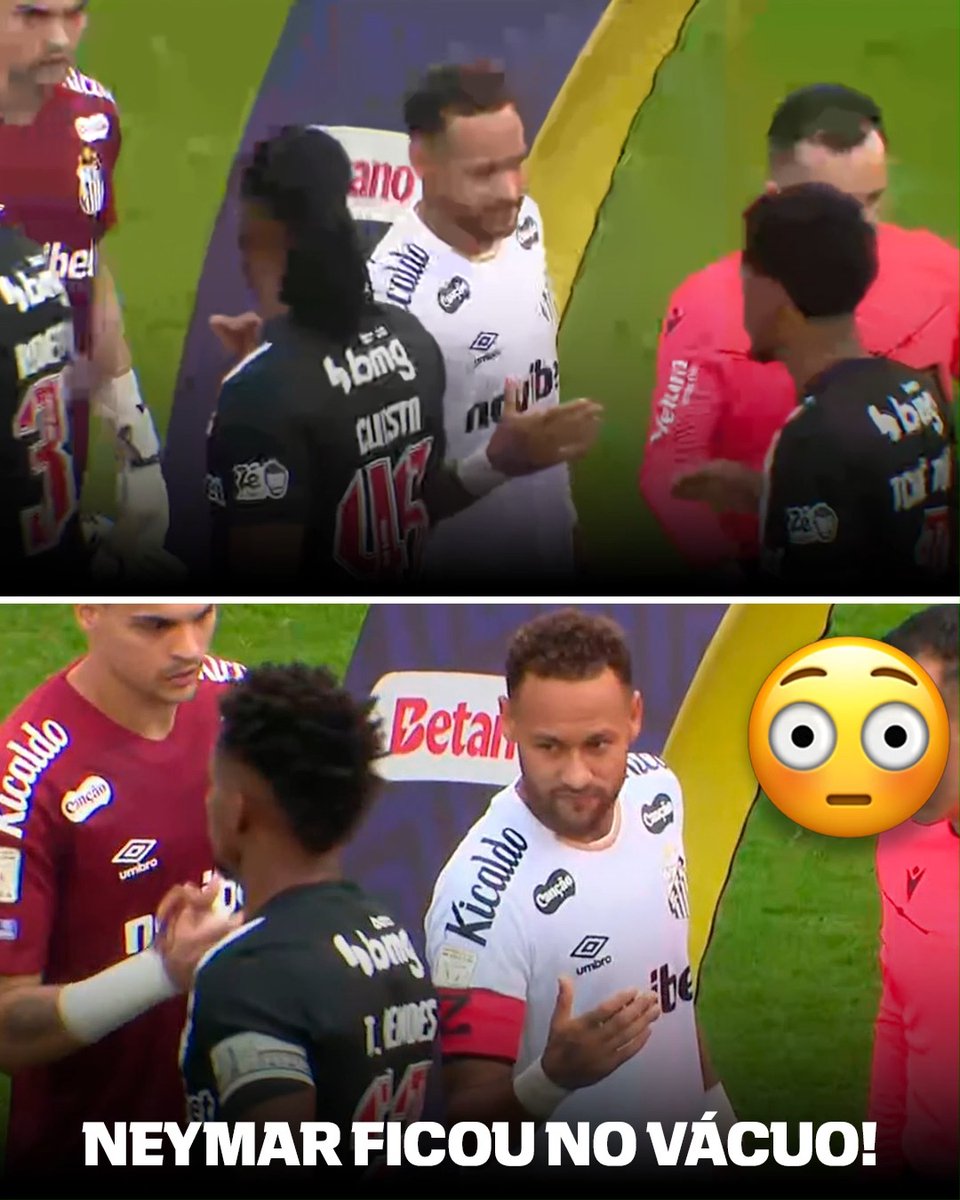 NEY IGNORADO 😳 Com histórico de discussões em jogos passados, Thiago Mendes não cumprimenta Neymar antes do confronto entre Vasco e Santos em São Januário e deixa camisa 10 santista no vácuo. #FutebolNaESPN #Neymar #ThiagoMendes