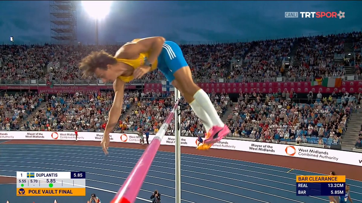 🏆 Avrupa Atletizm Şampiyonası 🎽 Duplantis 5.85'i çok rahat geçiyor. 👀