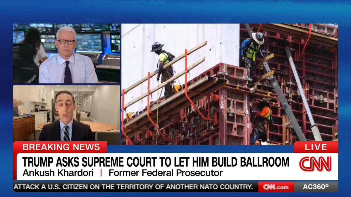 Former federal prosecutor Ankush Khardori weighs in on the president's appeal to the Supreme Court, seeking to continue his White House ballroom project that's been shrouded in litigation after lower courts ruled it needs congressional approval.