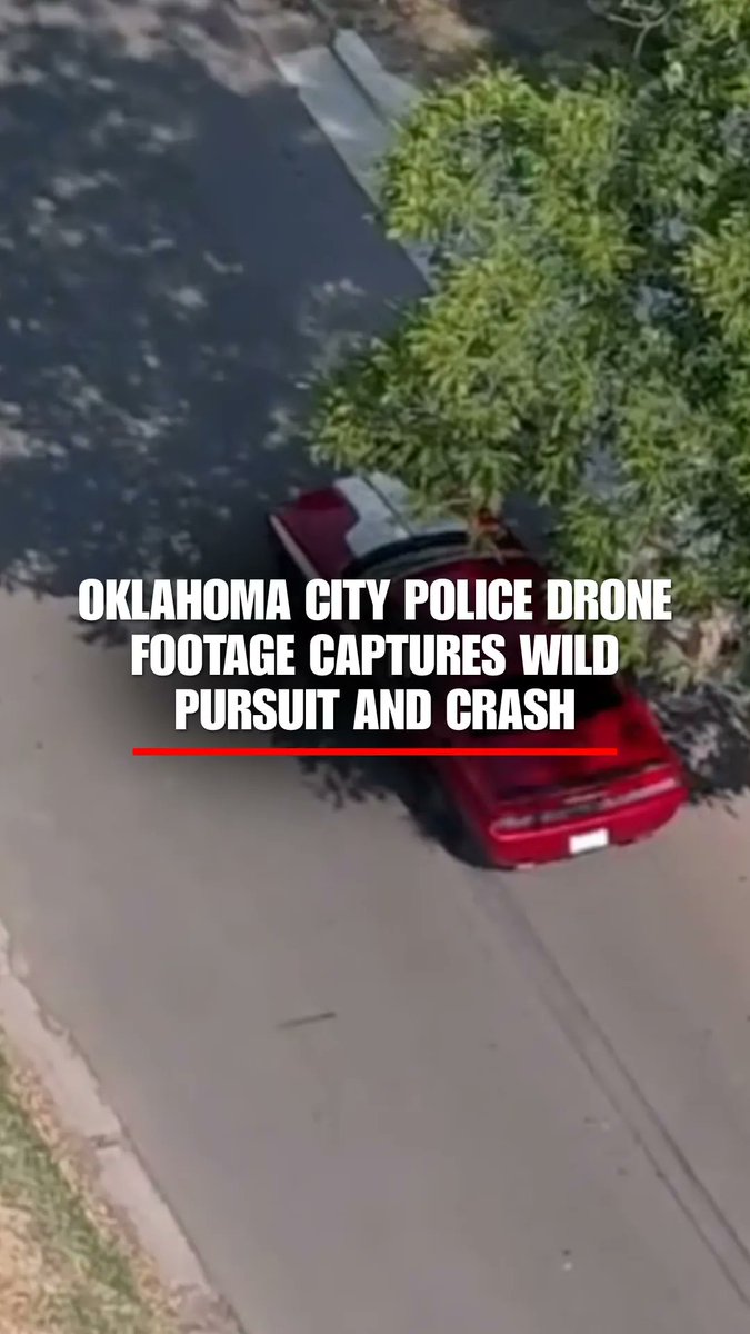 Dramatic aerial footage released by the Oklahoma City Police Department shows the tracking of a suspect fleeing a routine traffic stop on the city's southwest side. The driver can be seen weaving through neighborhood streets and blowing through a stop sign, before getting T-boned by another car and crashing into several front yards before officers moved in to make the arrest.