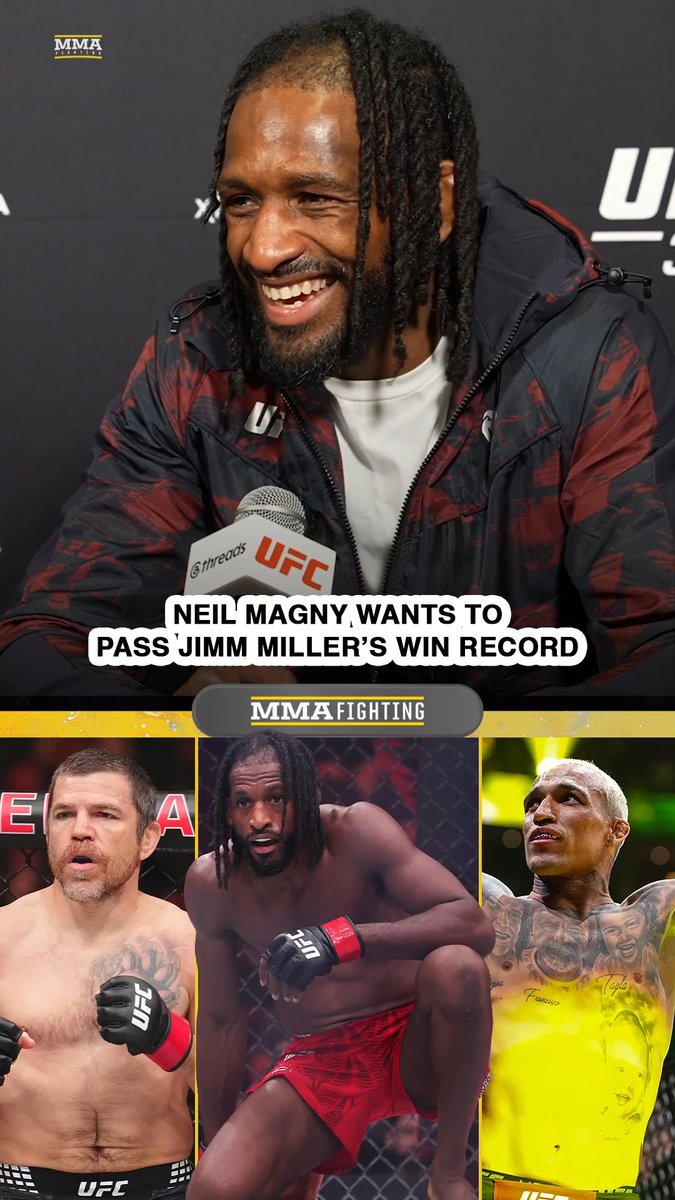 Neil Magny is hot on the heels of Jim Miller's all-time #UFC win record after his performance at #UFC330: "I think Father Time is working in my favor to catch up to Jim. … From durability and timing, I think I can catch that record eventually."