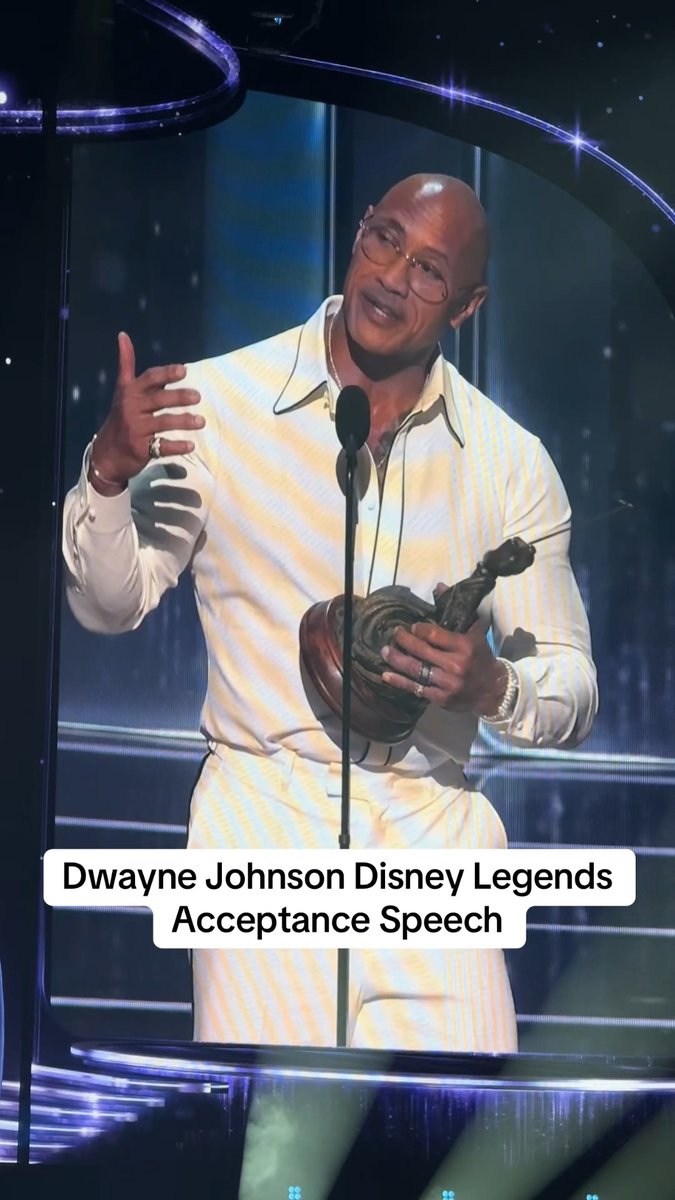 The Rock gives his acceptance speech after being inducted into the Disney Legends class of 2026 "Trends will come and go, algorithms will do what they do, but being good to people... "It's nice to be important, but it's more important to be nice"