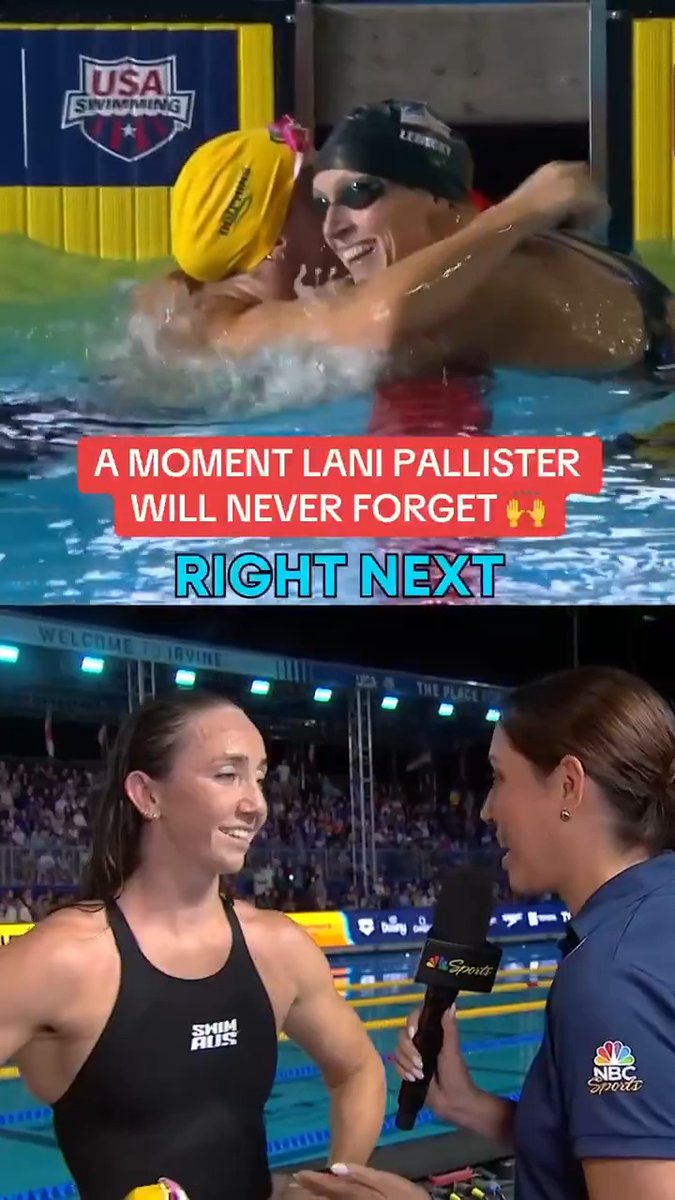 Lani Pallister could NOT believe she beat Katie Ledecky in the 800m race at the Pan Pacific Championships. 😱
