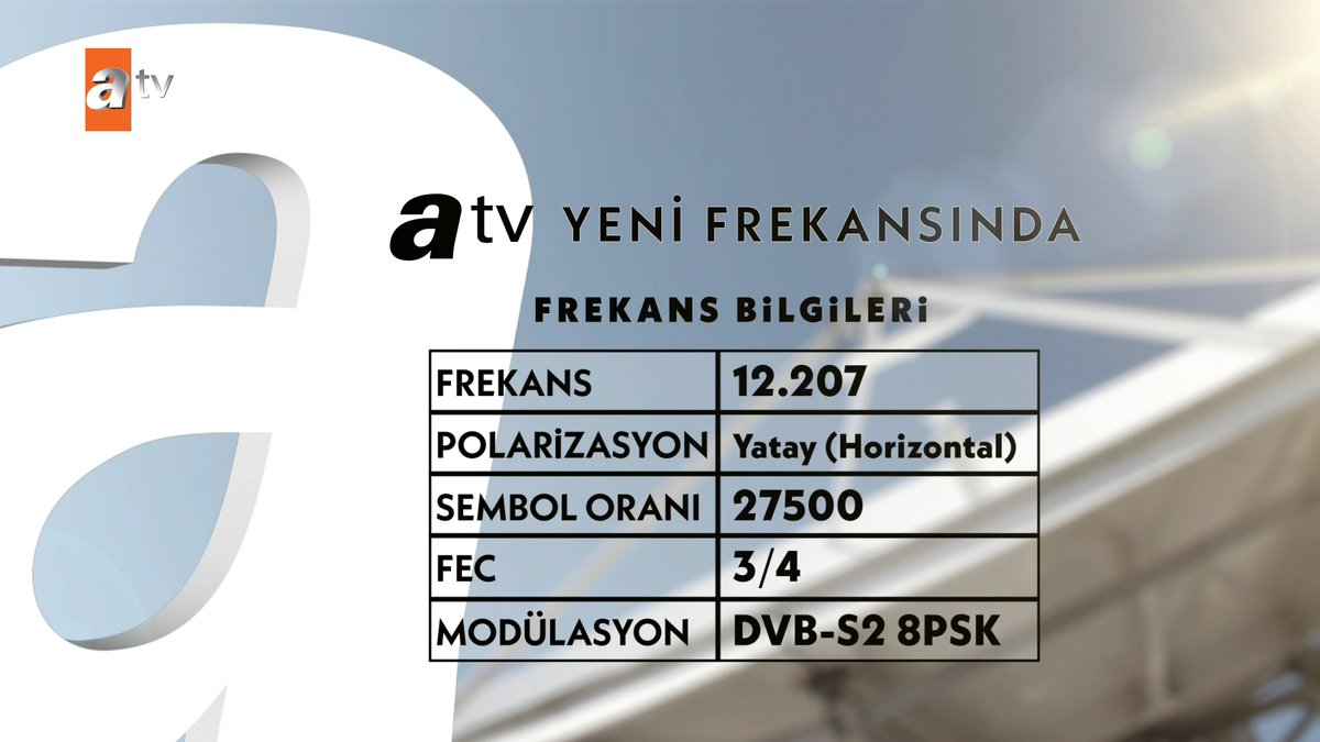 atv yeni frekansında. Türkiye’de TV yayıncılığında yeni bir dönem başlıyor! Daha net. Daha canlı. Daha HD. #atv