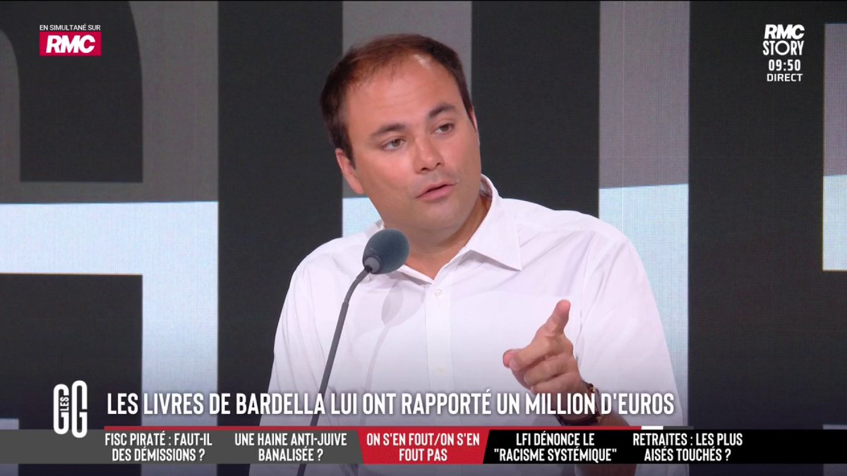 💰 Les livres de Bardella lui ont rapporté un million d'euros 🎙️ Charles Consigny : "Je le félicite. Il a réussi à devenir une star : les gens achètent ses livres sans les lire… et, en plus, ce ne sont pas des livres qu’il a écrits. Belle perf !" #GGRMC