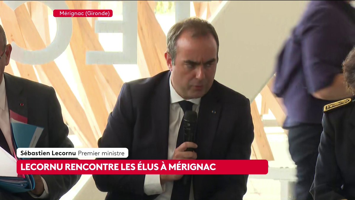 🔴 🗣 Sébastien Lecornu rencontre les élus à Mérignac : "Nous n'avons strictement rien à cacher sur le déroulé des opérations de protection d'incendie de ces dernières semaines", affirme le Premier ministre. #canal16