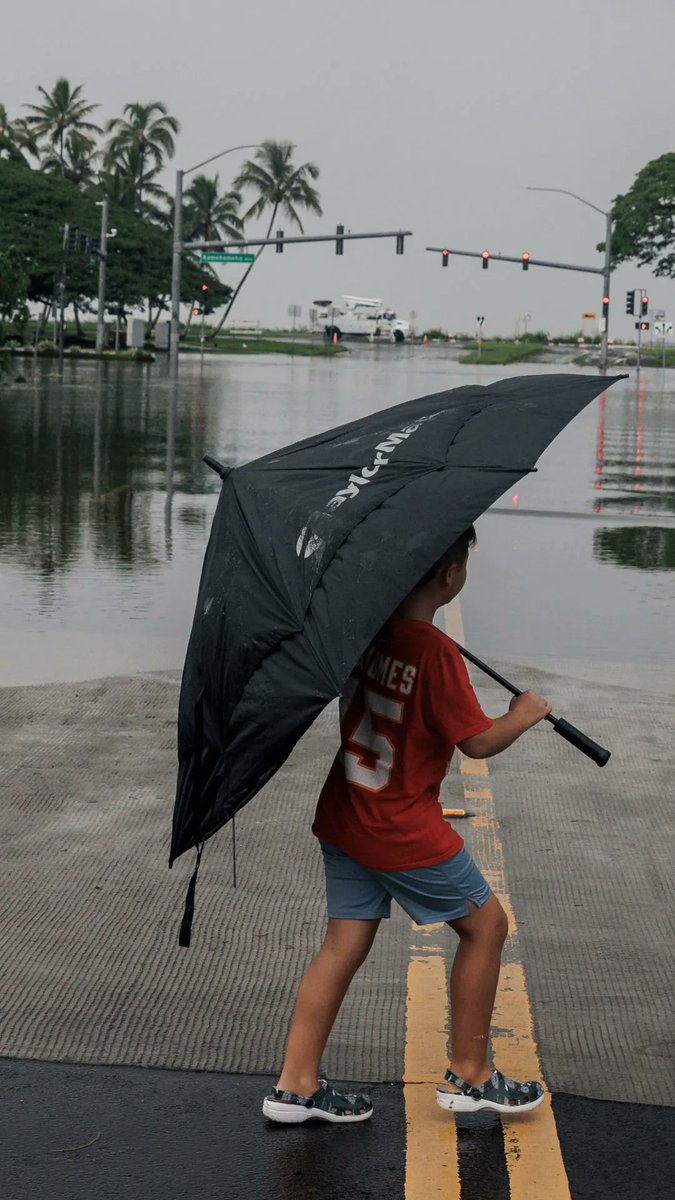 Hurricane Lala weakened to a tropical storm on Sunday after its eyewall skirted Hawaii without making landfall. It continued to punish the state with hurricane-force gusts and pounding rain, reaching a total of nearly three feet (one meter) in places and sending raging torrents down mountainsides.