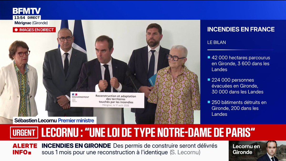Lecornu est fier d’annoncer une aide de 12 millions d'euros pour les Landes et la Gironde À titre de comparaison, c’est le trou que Macron a fait dans les caisses de l’Elysée rien qu’en 2023 Ça ne va pas aller loin, la reconstruction…