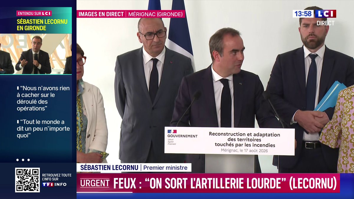 🔴 Incendies : "Les obligations légales de débroussaillement n'ont pas été très respectées", déplore Sébastien Lecornu "Intervenir dans des zones nettoyées et d'autres qui ne l'étaient pas a tout changé pendant le traitement tactique du feu"