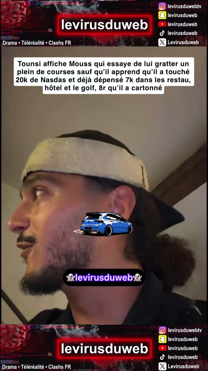 Tounsi affiche Mouss qui essaye de lui gratter un plein de courses sauf qu’il apprend qu’il a touché 20k de Nasdas et déjà dépensé 7k dans les restau, hôtel et le golf, 8r qu’il a cartonné #nasdas #poupettekenza #secretstory #paola #Heroes #Lenasituation