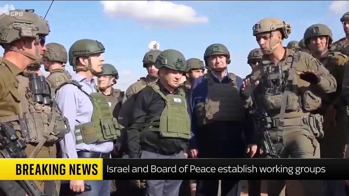BREAKING: Israel and the Board of Peace have agreed to establish two working groups to focus on disarmament and public health issues in Gaza, a statement from Israeli PM Benjamin Netanyahu's office said. It comes as US envoy Jared Kushner is in the Middle East for talks. Read more: