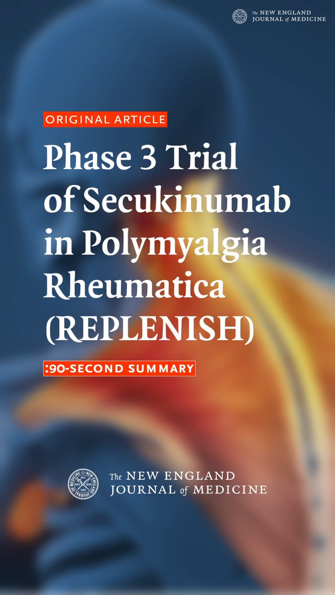 Among patients with relapsed polymyalgia rheumatica, treatment with secukinumab plus a 24-week glucocorticoid taper resulted in a higher percentage of patients with remission than a glucocorticoid taper alone. Full phase 3 REPLENISH trial results and Research Summary: