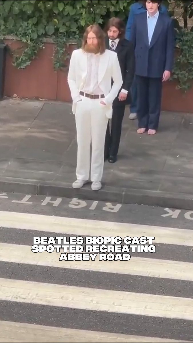 Spotted filming in London 👀🎬 Paul Mescal, Barry Keoghan, Joseph Quinn and Harris Dickinson recreate The Beatles’ iconic Abbey Road album cover for the upcoming Beatles biopics. 📸 Joseph Quinn HQ #TheBeatles #AbbeyRoad #PaulMescal #BarryKeoghan