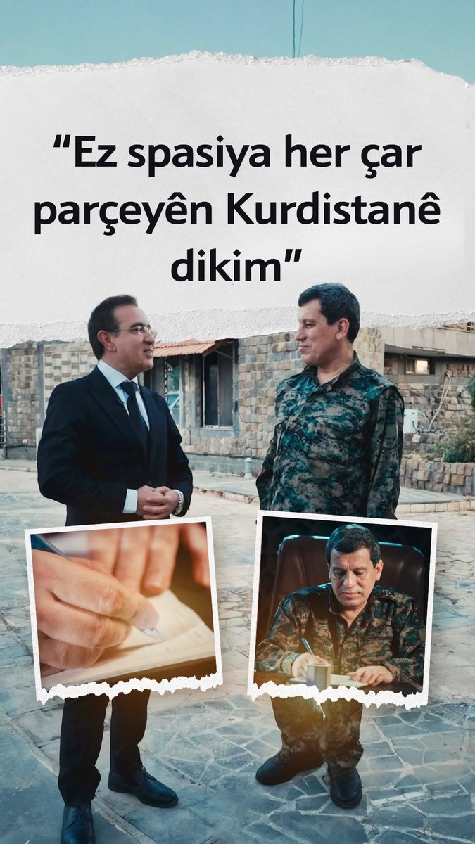 #VÎDEO - General Mezlûm Ebdî û Dilbixwîn Dara piştî 30 salî careke din hev dibînin 🛑 Mezlûm Ebdî behsa pêwendiyên dîplomatîk û têkoşîna li Rojavayê Kurdistanê kir 🔈 Wî ji ber helwesta wan spasiya hemû Kurdan kir û got: 🎙 “Ez dixwazim spasiya her çar parçeyên Kurdistanê bikim ku piştgiriya Rojavayê Kurdistanê kir” 🛑 Ev hevpeyvîna taybet di demeke gelekî nêzîk de tê ser ekranên Rûdawê