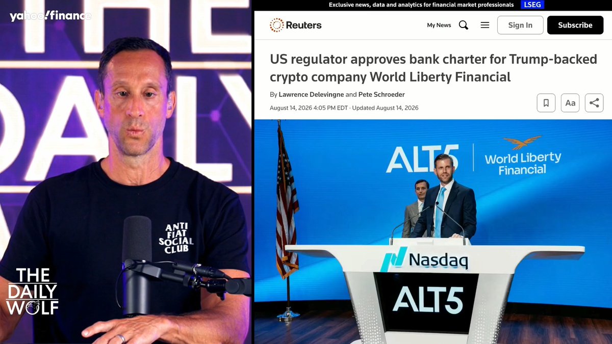 World Liberty Financial, a Trump-backed crypto company, has received a conditional US bank charter. The Wolf Of All Streets breaks it down: