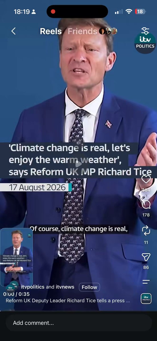 Just embrace climate change! This Richard Tice lunatic should be locked up. Note: Reform is funded by the fossil fuel industry. BTW Richard Tice MP 🇬🇧 Evidence: