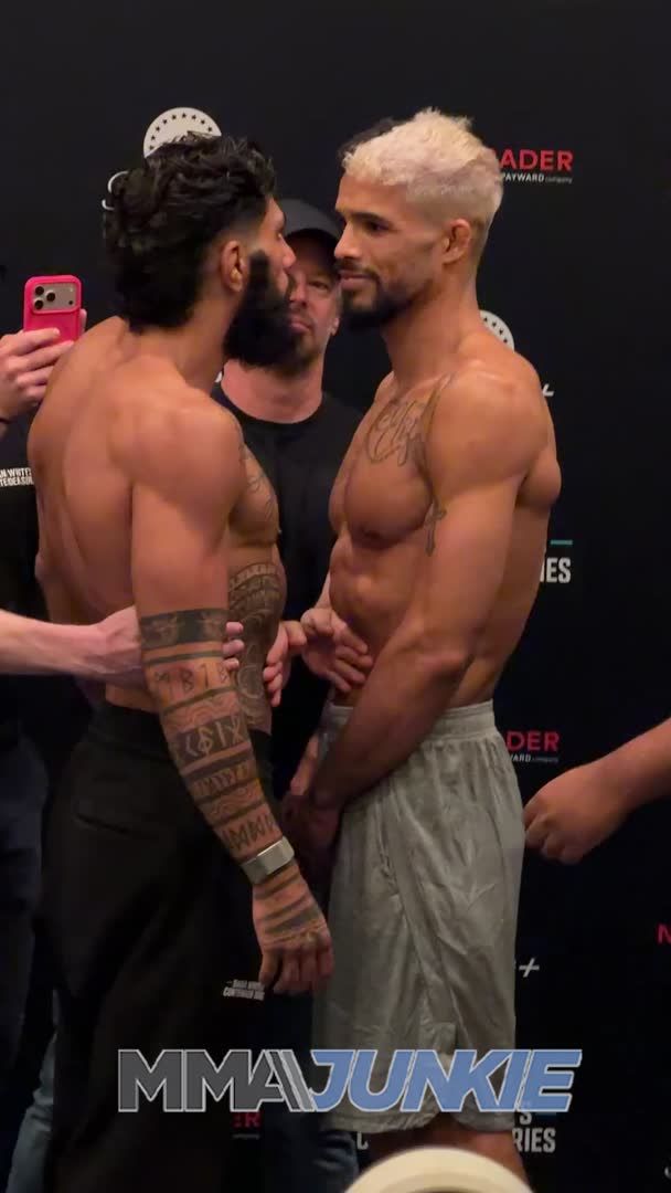 Namo Fazil and Kaik Brito share an intense faceoff ahead of their #DWCS featured bout 👀 (via Jero Guerra)