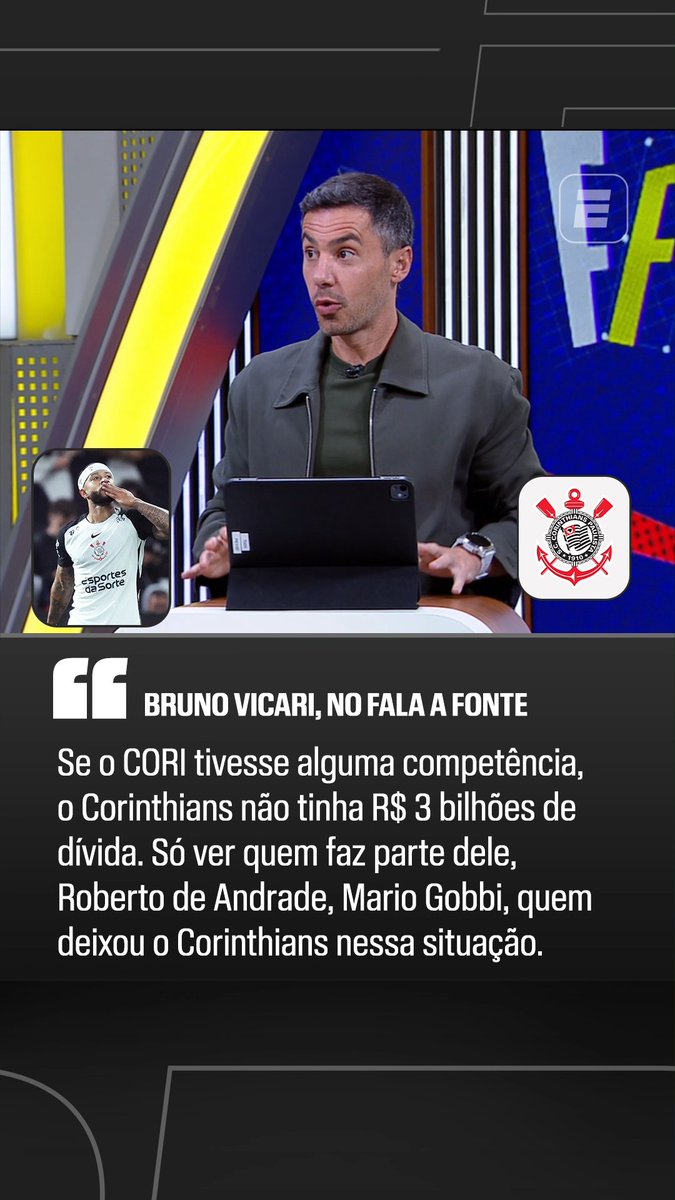 BAITA ASPAS do Bruno Vicari: 'Se o CORI tivesse alguma competência, o Corinthians não teria R$ 3 bilhões de dívida'