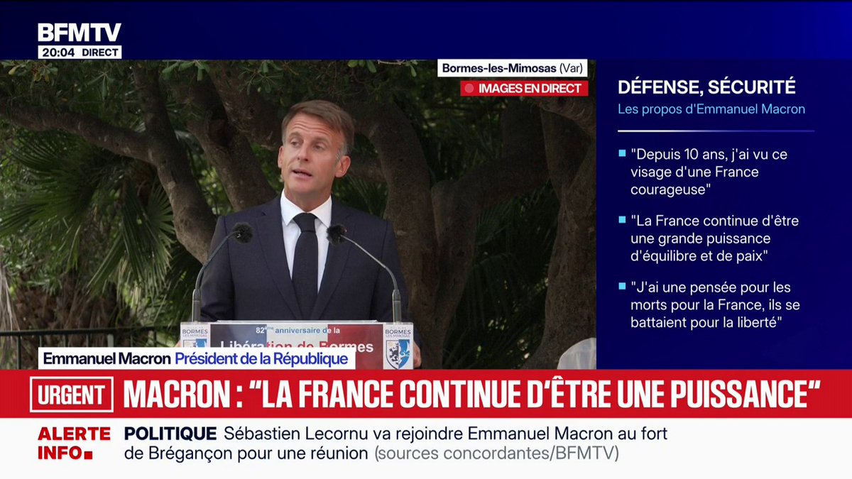 "On a promulgué hier la loi de programmation militaire [...] qui permettra d'organiser le service national", annonce Emmanuel Macron