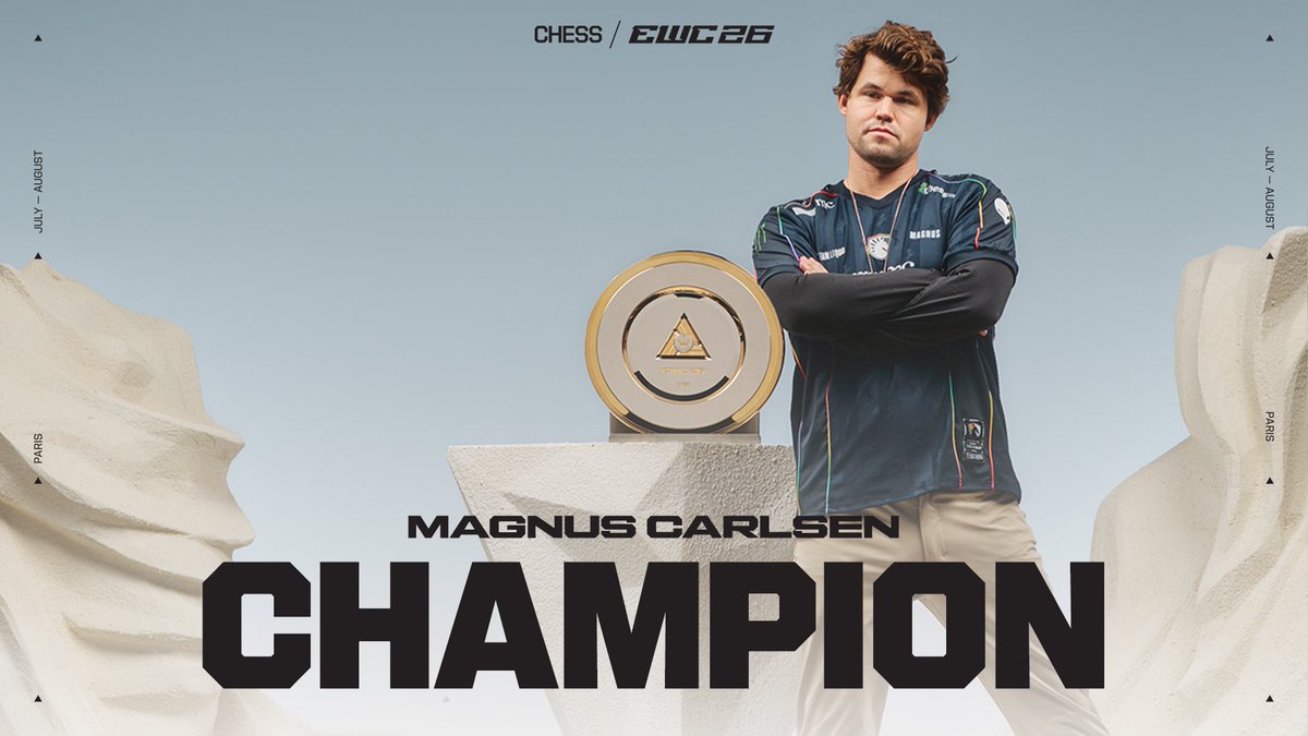 The only one to ever lift the Chess at EWC26 trophy. 🏆 Can anyone stop Magnus Carlsen?