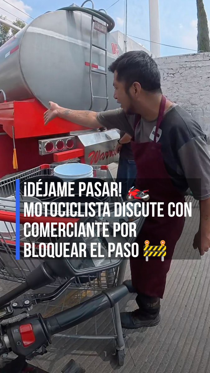 ¡Déjame pasar! 🏍️ Motociclista discute con comerciante por bloquear el paso entre carriles 🚧 #RFmx #Imperdible
