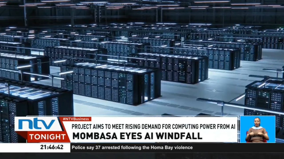Mombasa Eyes AI Windfall: Greek multinational Amaco Energy Group plans to build a Sh194 billion artificial intelligence (AI) data centre in Mombasa to tap East Africa’s growing demand for computing infrastructure. #NTVTonight Ibrahim Karanja.