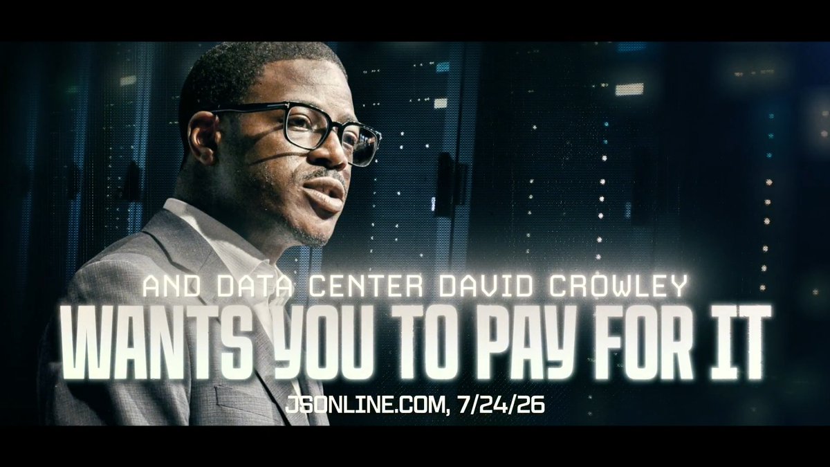 🚨NEW AD: David Crowley wants Wisconsin to become a data center hub for the “entire globe.” That’s not my vision. No new data centers without strong standards that protect our farmland and water, shield Wisconsin ratepayers, ban secret NDAs, and end data center tax breaks.
