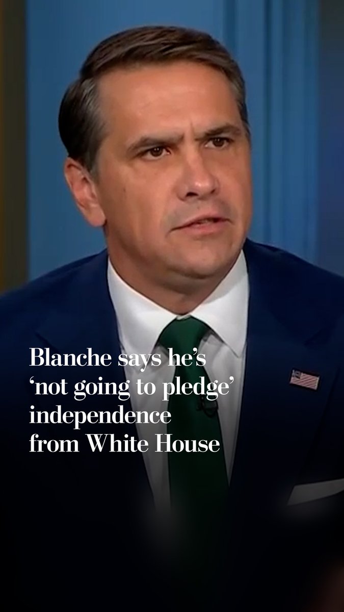 Todd Blanche refused to say he’ll be independent from President Trump as attorney general, saying he will take the president's views into account when directing federal law enforcement. Blanche said Trump would “never ask me to do something unethical or illegal.”