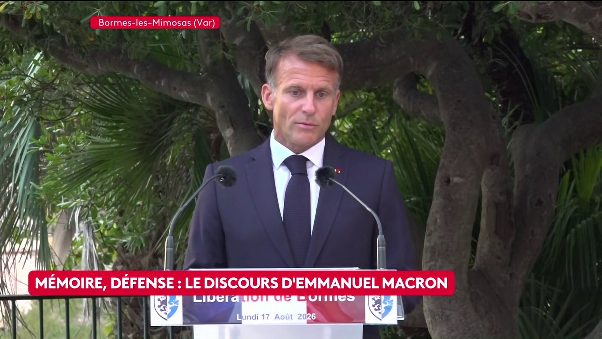 🔴 🗣️ Anniversaire du débarquement de Provence : "C'est un 17 août un peu particulier aujourd'hui, vous allez me manquer", confie Emmanuel Macron aux élus locaux, pour son dernier discours commémorant l'événement en tant que chef de l'Etat. #canal16