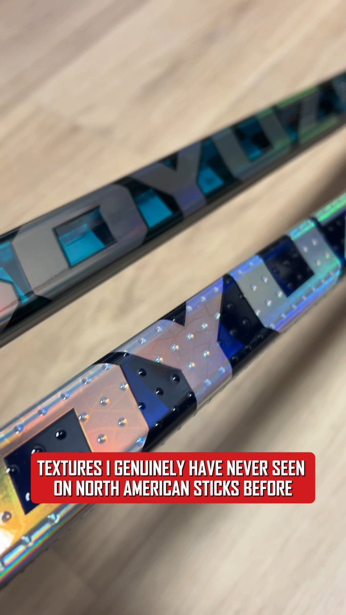 In North America, we're used to seeing pro stock sticks with some pretty reasonable grip patterns, like tactile grip, corner tactile and basketball grip. Meanwhile, KHL players have some WILD grips 😳 Shop Soyuz pro stock sticks: #StickMan #Soyuz #KHL