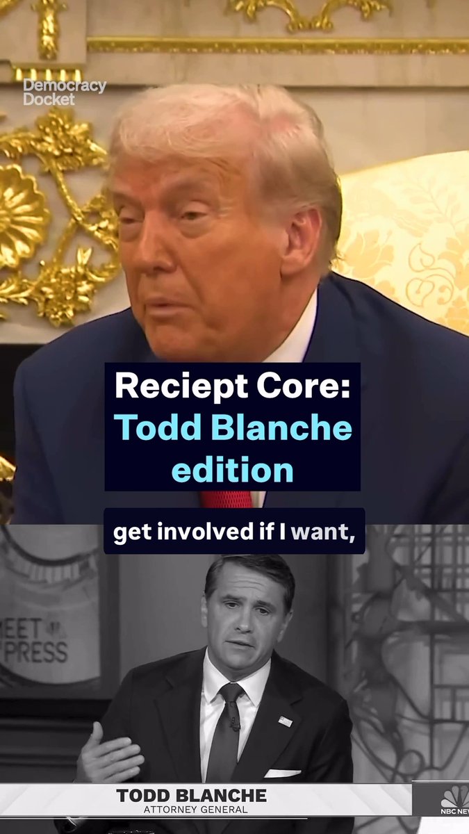 Poor Todd, there's always a Truth and there's always the tape. 📼 ICYMI: Yesterday Attorney General Todd Blanche went on TV and said Trump never calls him up and tells him who to prosecute. Never has, never will. We brought the receipts again. 🧾
