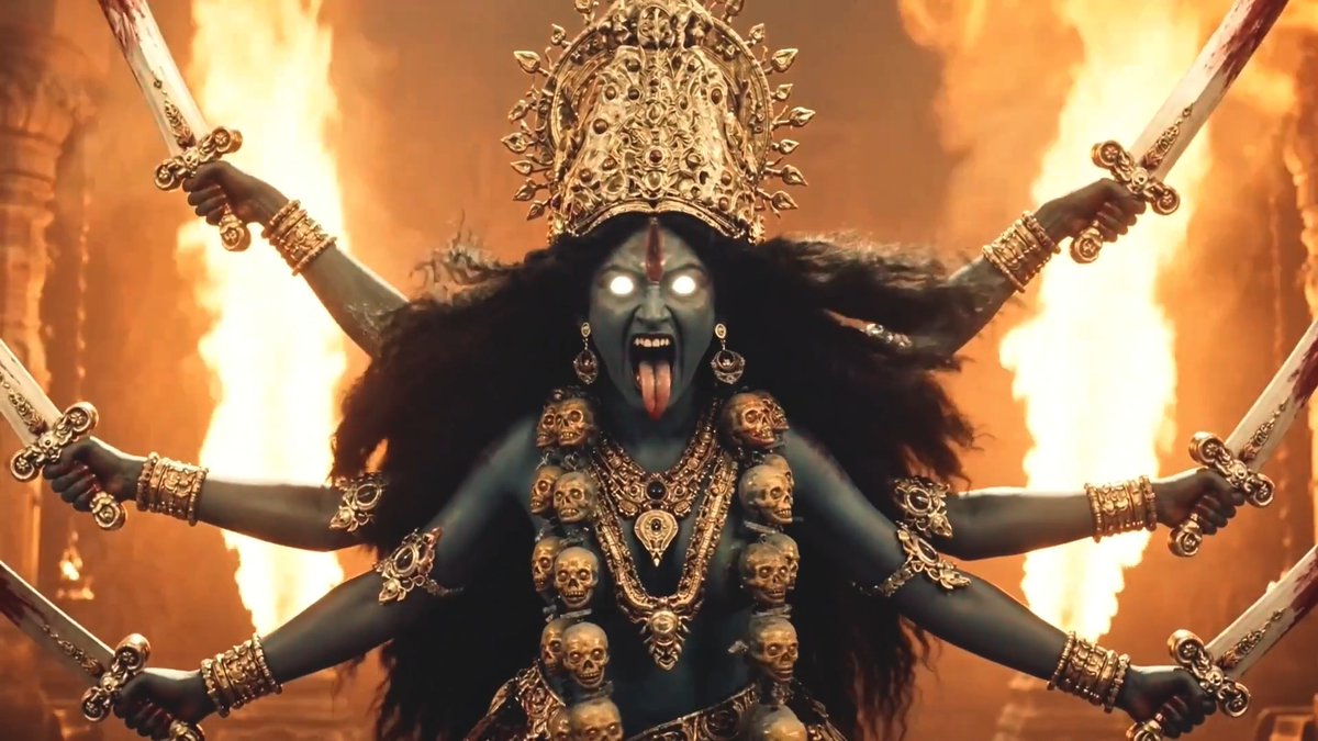 Kali, the Hindu goddess of time and destruction.