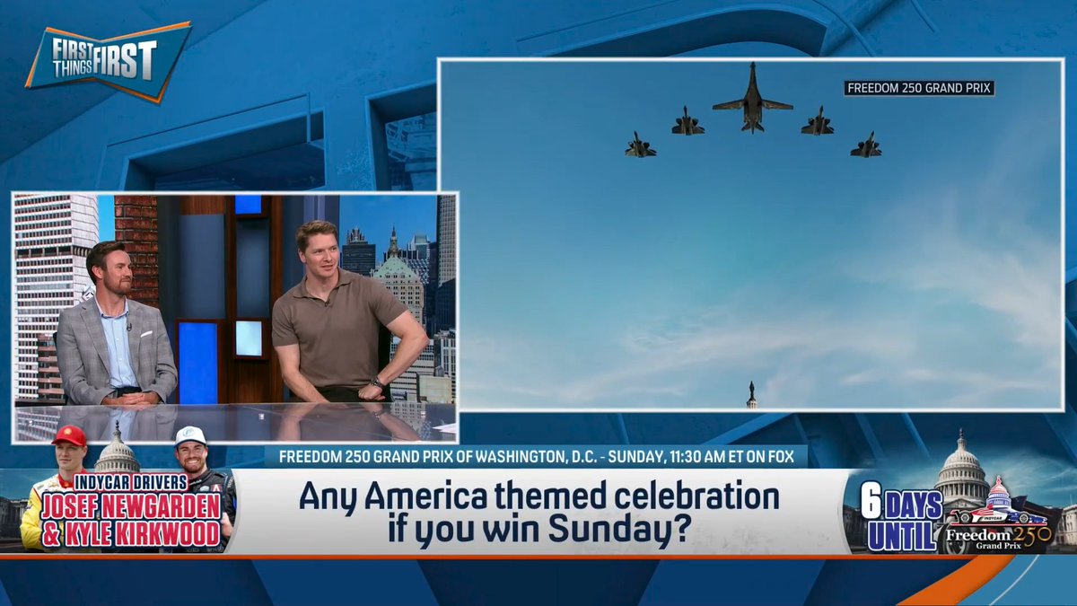 Any America themed celebration if you win Freedom 250 Grand Prix? | INDYCAR on FOX Danny Parkins: “Thinking one of you guys should get a bald eagle.” Josef Newgarden: “I was thinking like you should be given a horse or something.” Kyle M. Kirkwood: “What??” 😭😭