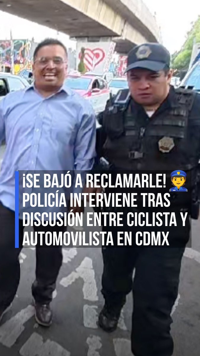 ¡Se bajó a reclamarle!👮 Policía interviene tras discusión entre ciclista y automovilista en CDMX #RFmx #Imperdible