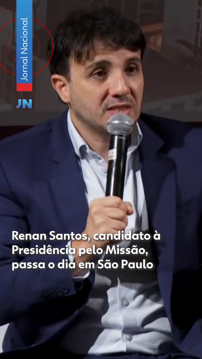 #Eleição2026 - A partir desta segunda-feira (17), o Jornal Nacional começa a cobrir as atividades de campanha dos candidatos à Presidência da República. Renan Santos, candidato à Presidência pelo Missão, passou o dia em São Paulo. #g1 #notícias #renansantos #eleiçõespresidenciais
