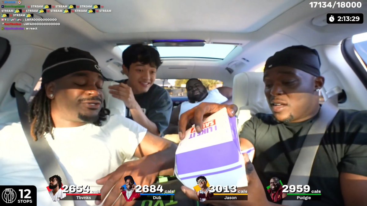 Jasontheween, Tbvnks, Pudgie & DuB were all in disbelief after 12 stops on their “Doug Doug” Challenge when they finally saw what they received from Jack in the Box 😭💀
