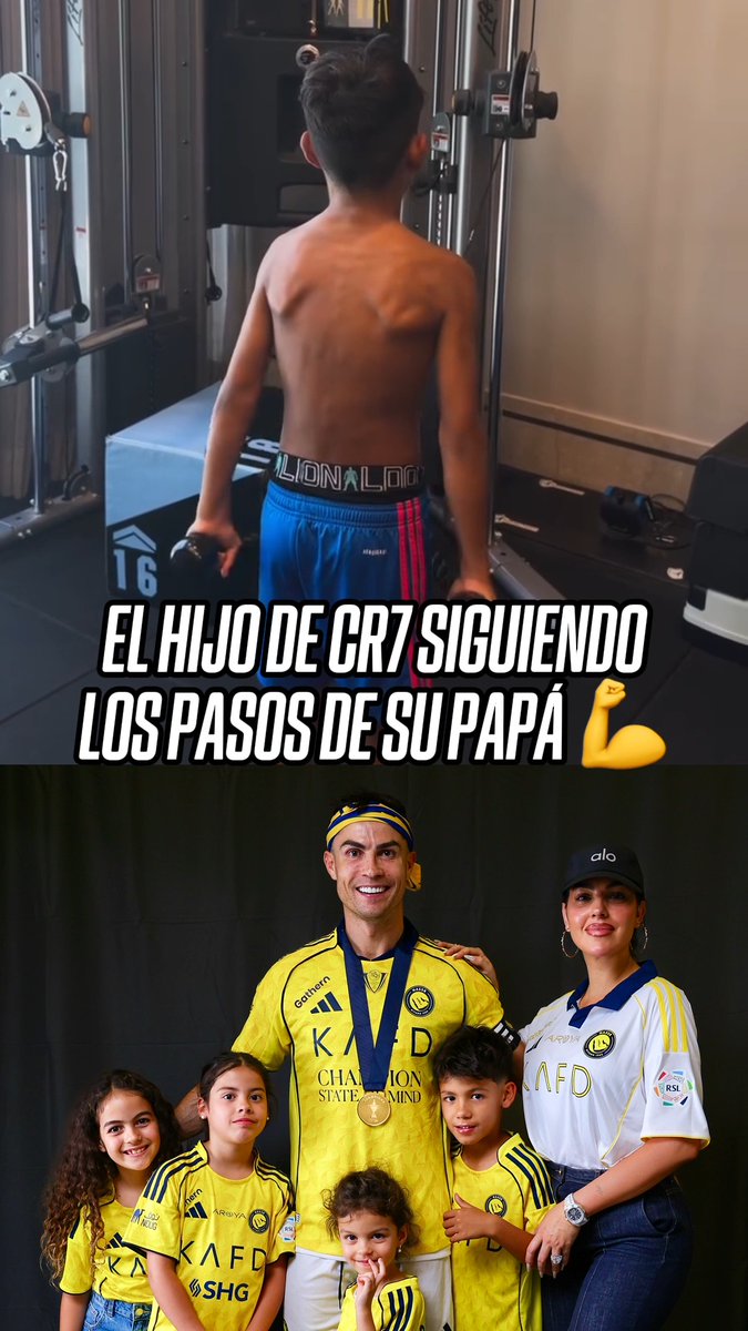 ¡EL BICHITO! 🔥 💪 Georgina Rodríguez subió a sus redes un video de Mateo Ronaldo entrenando duro. Poniéndose fuerte como su padre. 🤩 📹 georginagio