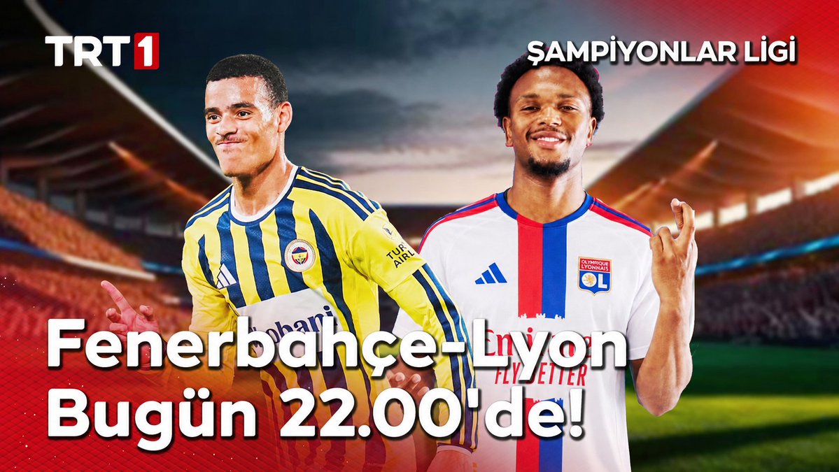 Fenerbahçe, Şampiyonlar Ligi aşkına sahada! 💛💙 Temsilcimiz, Play-off mücadelesi ilk maçında Fransız temsilcisi Lyon'u ağırlıyor. Fenerbahçe - Lyon karşılaşması bugün saat 22.00'de, TRT 1, tabii ve TRT Radyo 1'de!