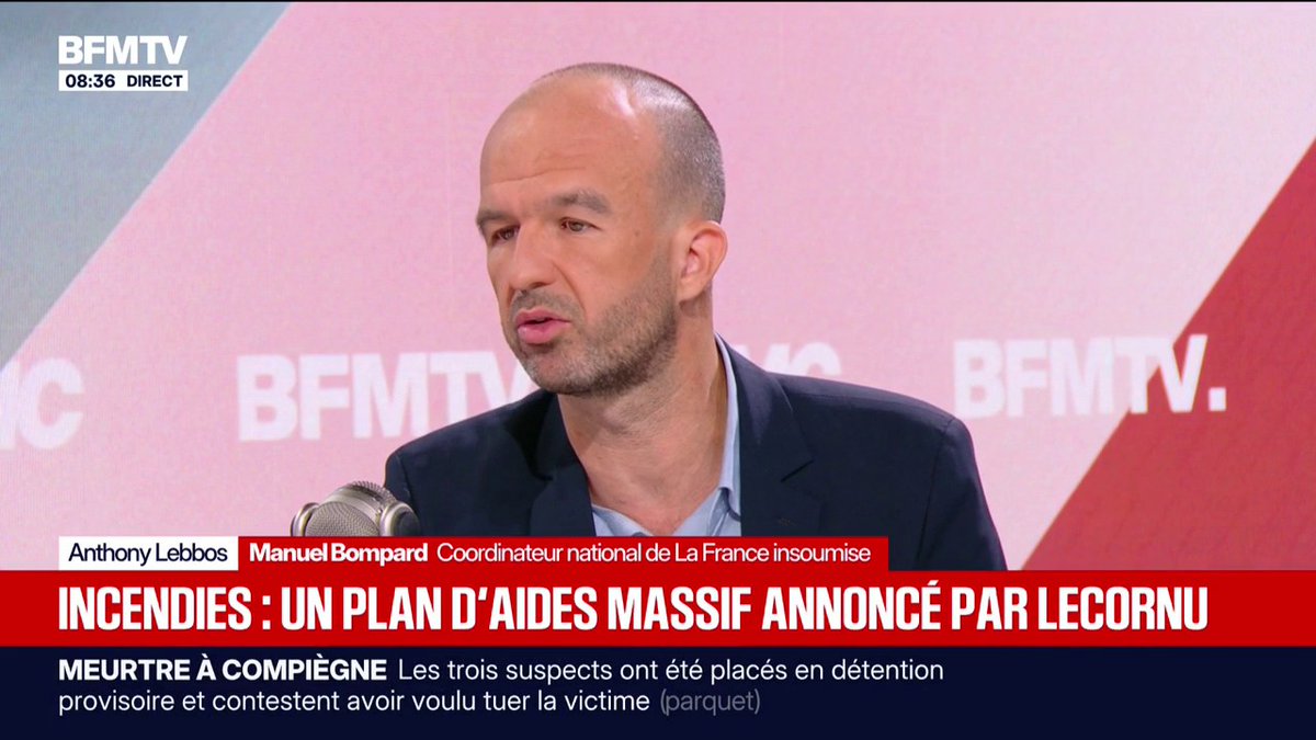 Incendies: "Le gouvernement a menti pendant tout l'été (...) disant que les moyens étaient suffisants", assure Manuel Bompard