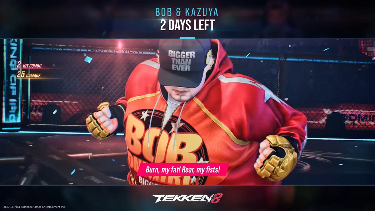One Bob's special food for thought coming right up! KO an opponent with a Rage Art, and get a special Bob cutscene featuring a hamburger and an onigiri🍙 Bob's Early Access release is only 2 days away! #TEKKEN8