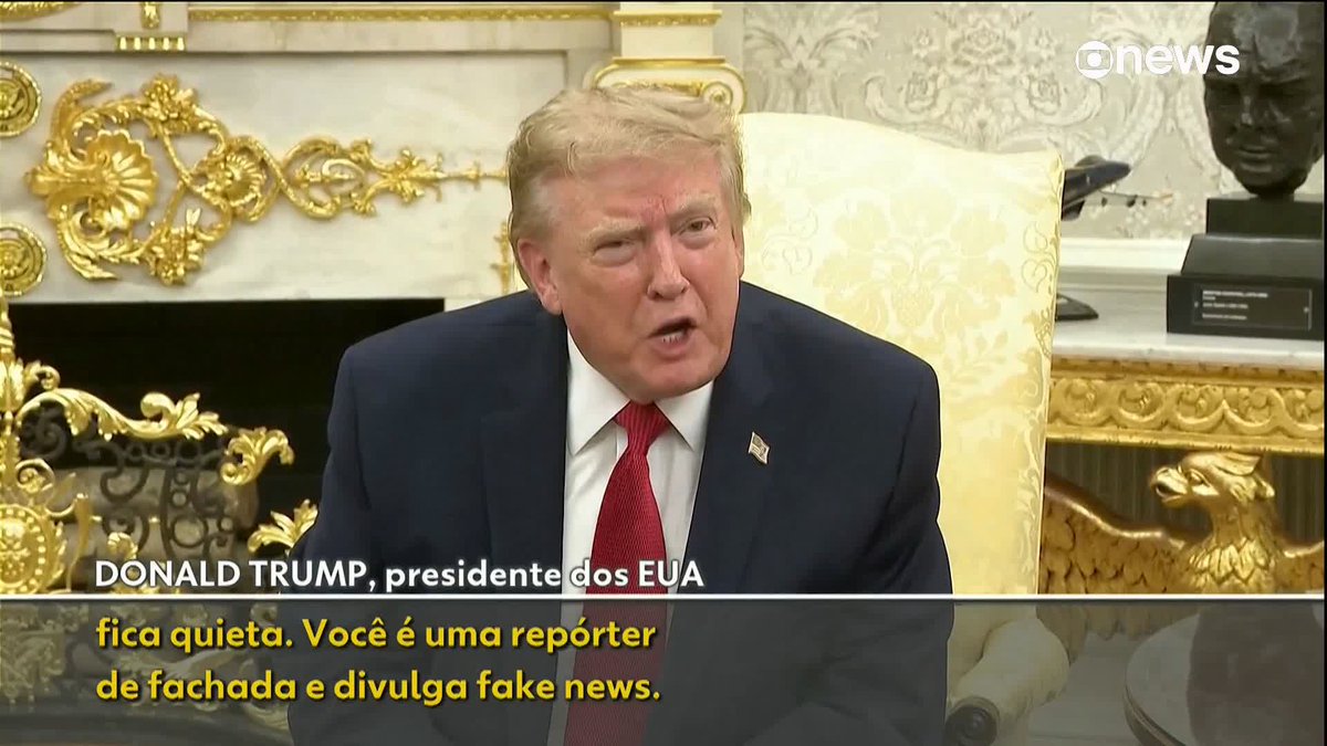 Donald Trump discute com jornalista e a manda "ficar quieta" durante coletiva na Casa Branca. ️➡️#JornalGloboNews de segunda a sexta, às 06h, na #GloboNews #CasaBranca #DonaldTrump #jornalistas