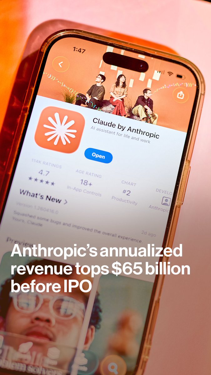 Anthropic is on track to generate annualized revenue of more than $65 billion based on its current performance. That's up more than seven times from its pace at the end of last year, as Tom Mackenzie reports