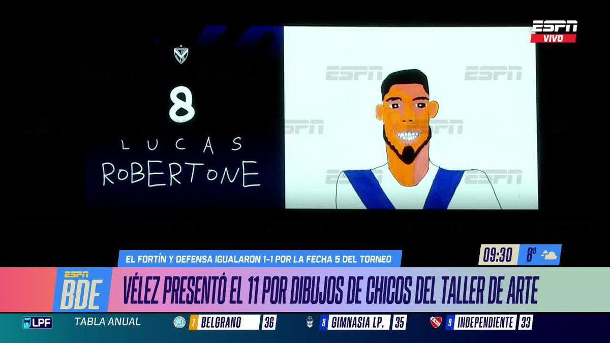 INGENIO EN EL FORTÍN La particular presentación de los jugadores de Vélez en el estadio, con dibujos por el Día del Niño. ▶️ Mirá #BuenDíaESPN en el Plan Premium de #DisneyPlus